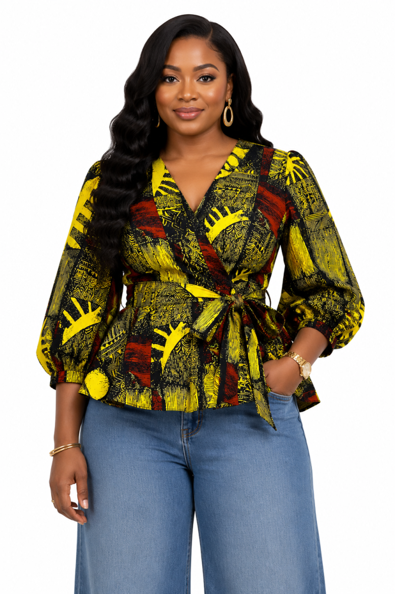Zuri Ankara Wrap blouse