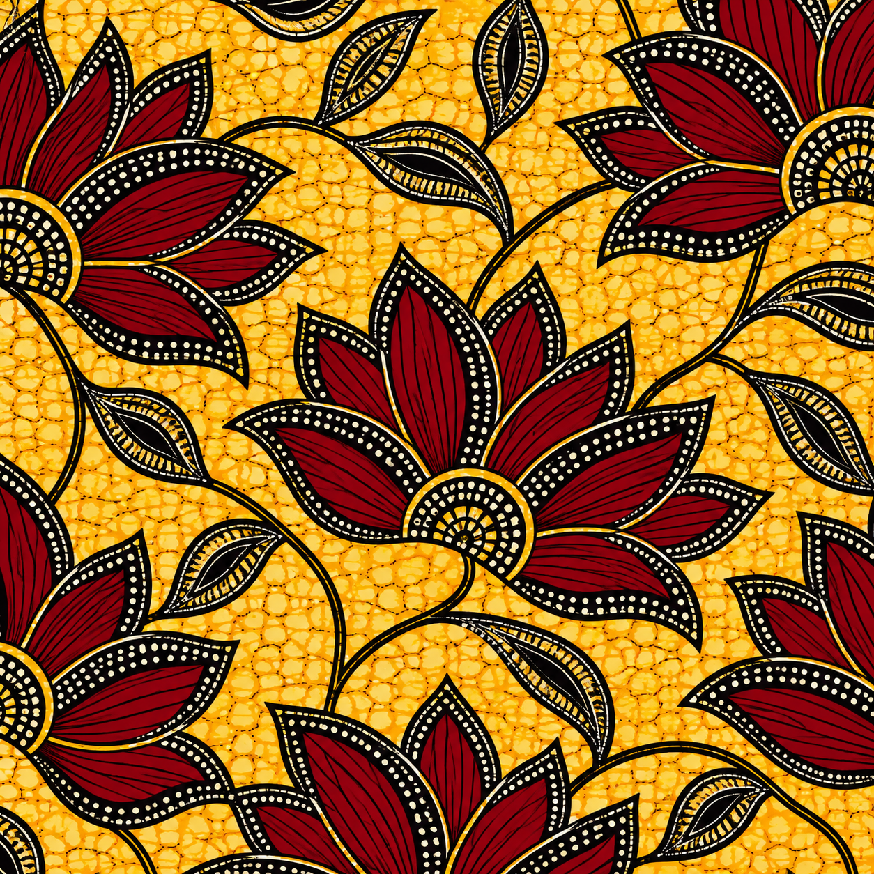 Yellow Ankara Wax Print Fabric