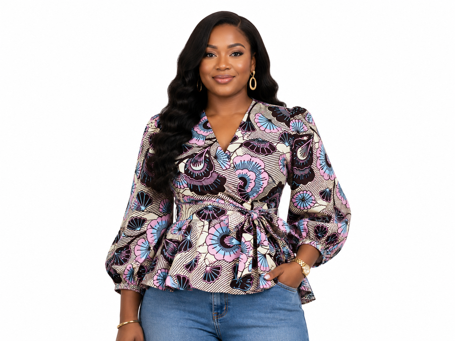 Zuri Ankara Wrap blouse