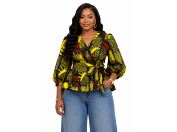 Zuri Ankara Wrap blouse