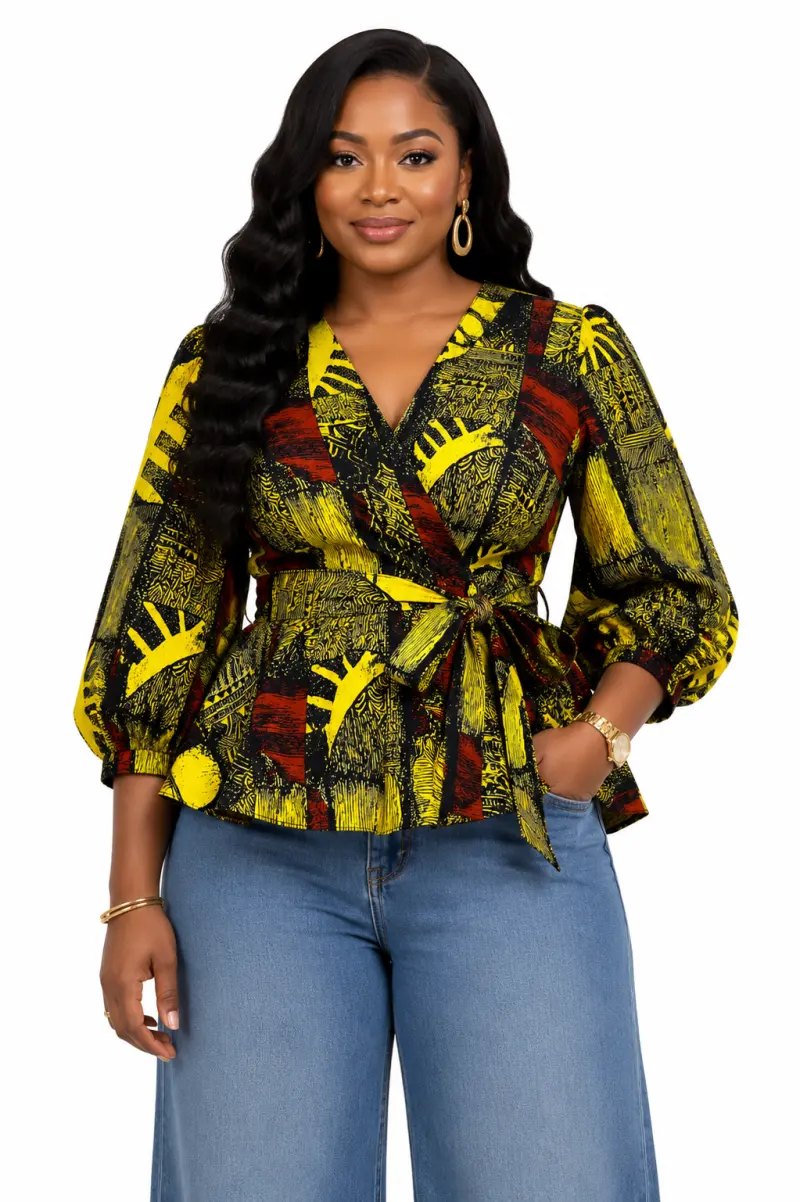 Zuri Ankara Wrap blouse